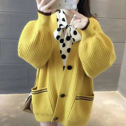 Damen Strickjacke Mit Taschen Dekorativen Knöpfen Norvielle - Norvielle