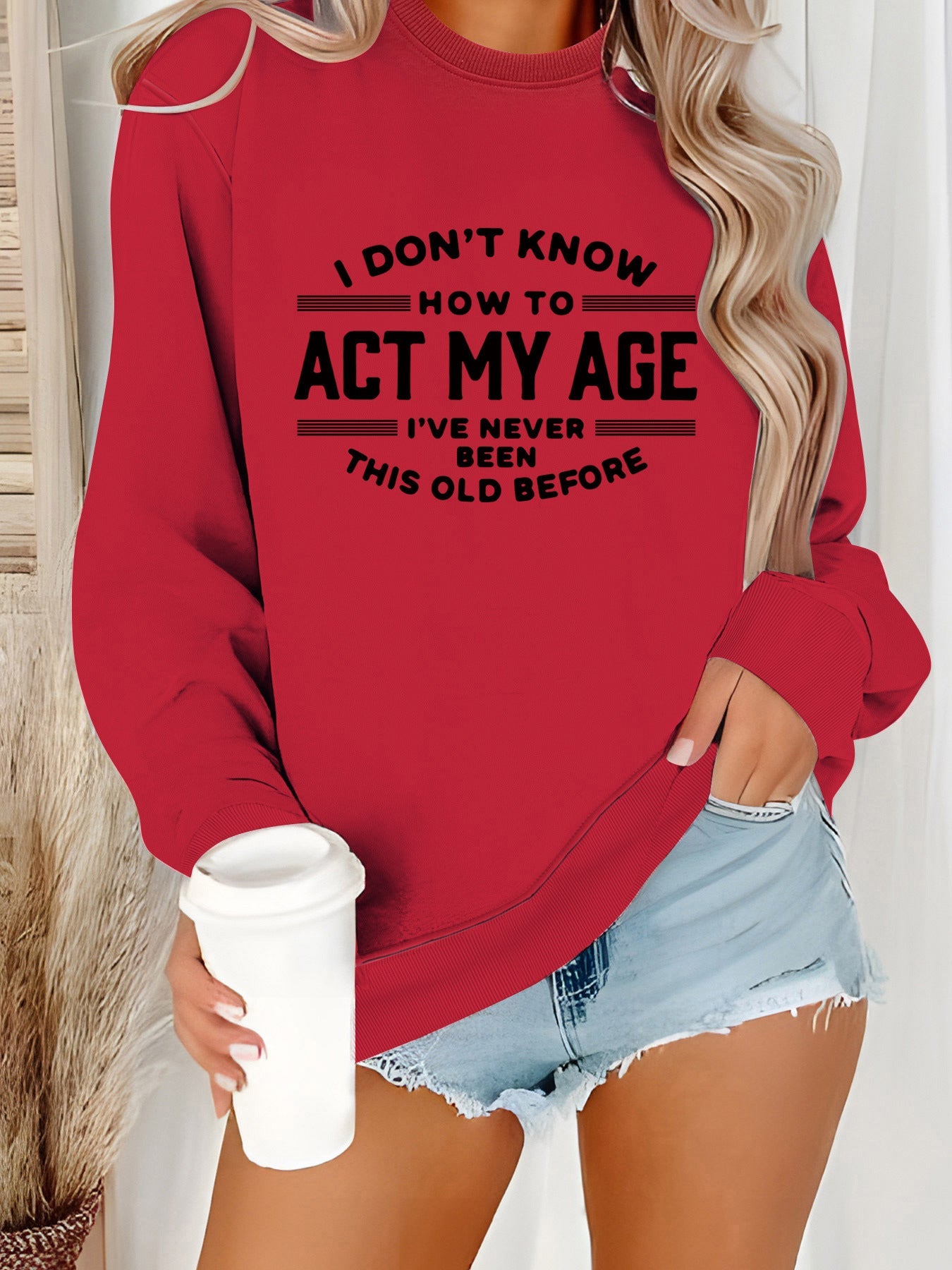 Damen Sweatshirt Lässiger Schnitt Humorvolles Design Grau