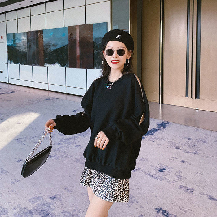 Damen Oversized Pullover Offene Schultern Modern Design