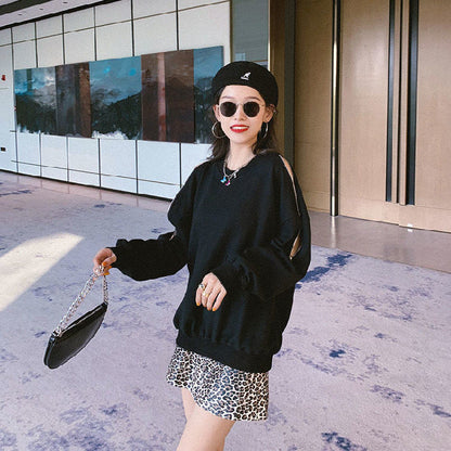 Damen Oversized Pullover Offene Schultern Modern Design