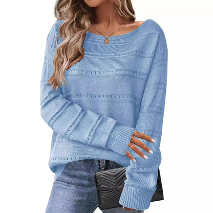 Damen Strickpullover Weit Geschnitten Luftige Struktur Norvielle