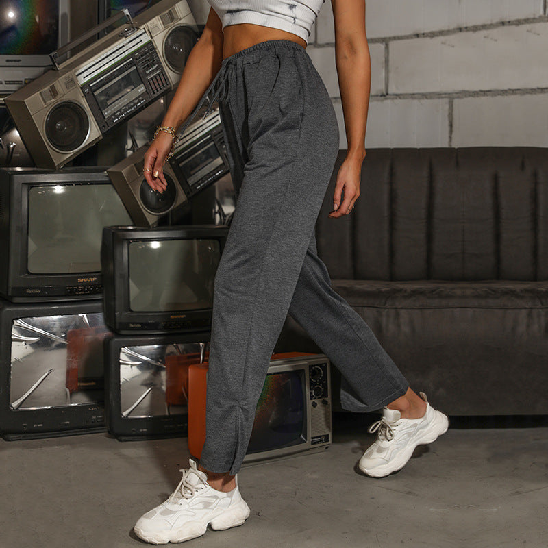 Damen Jogginghose Verstellbarer Bund Gerader Schnitt
