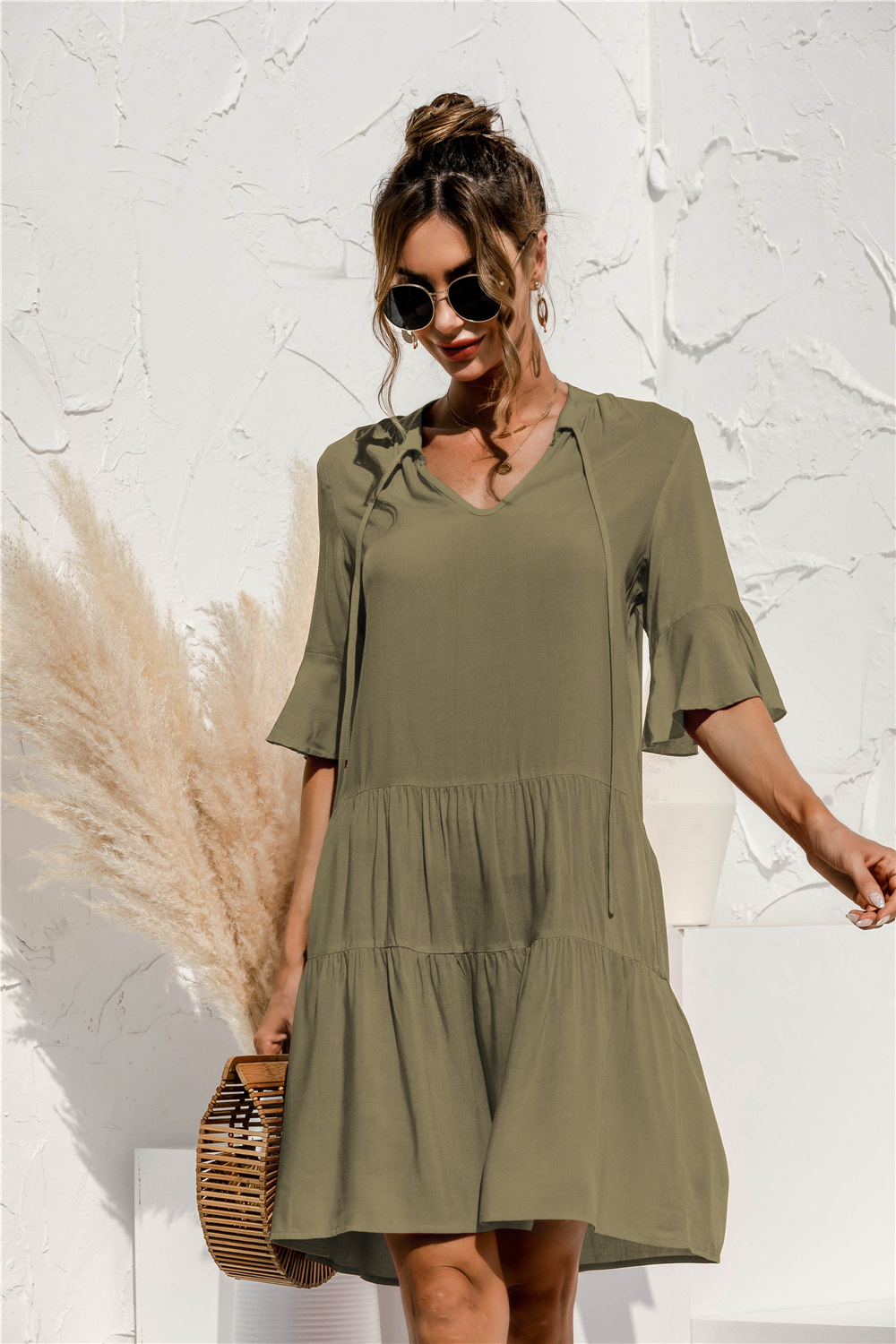 Damen Minikleid Tiefe Taille Gleichmäßiger Schnitt