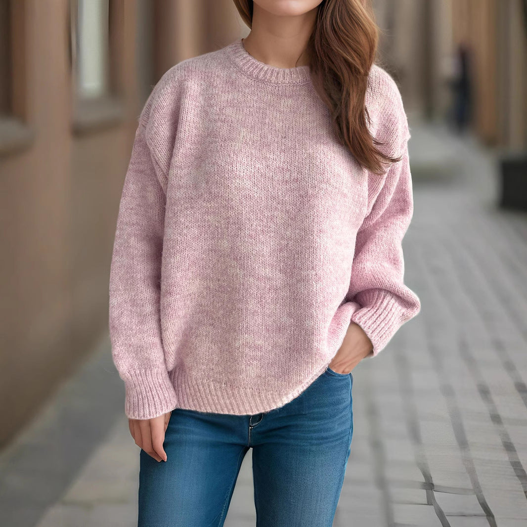 Damen Grobstrickpullover Moderner Schnitt Großzügige Ärmel Beige - Norvielle