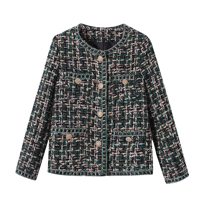 Damen Bouclé-Jacke Dekorative Knöpfe Norvielle