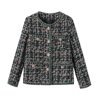 Damen Bouclé-Jacke Dekorative Knöpfe Norvielle