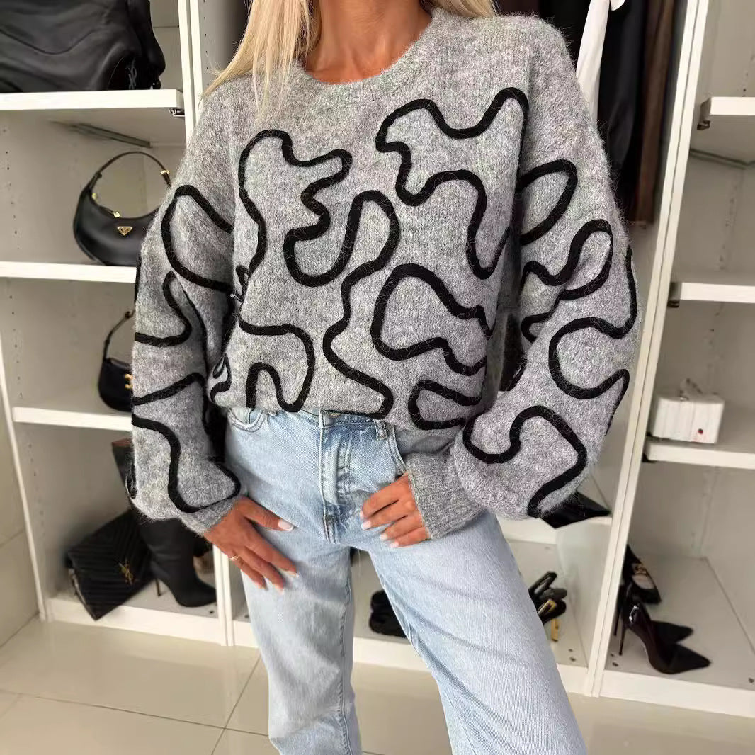 Damen Strickpullover Künstlermuster Norvielle - Norvielle