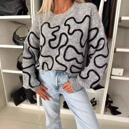 Damen Strickpullover Künstlermuster Norvielle - Norvielle
