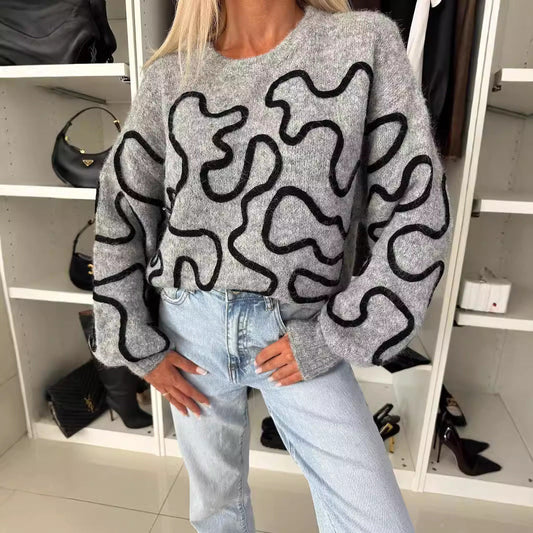 Damen Strickpullover Künstlermuster Norvielle - Norvielle