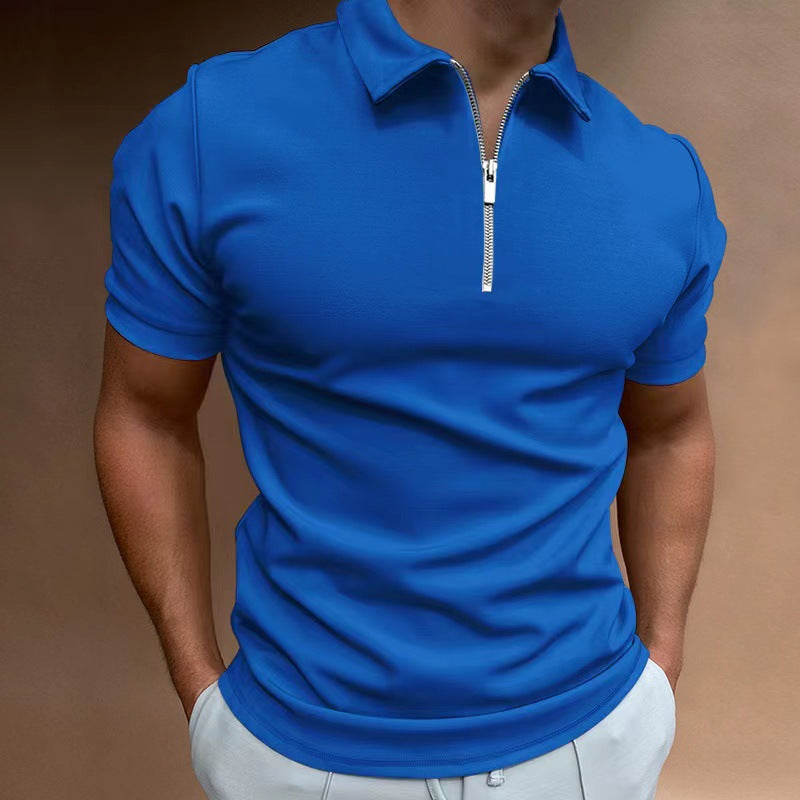 Herren Polo-Shirt Kurzarm Reißverschlusskragen