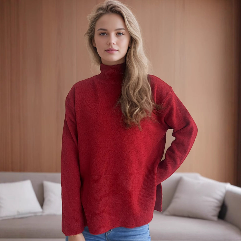 Damen Pullover Hochkragen Mit Seitentaschen Norvielle