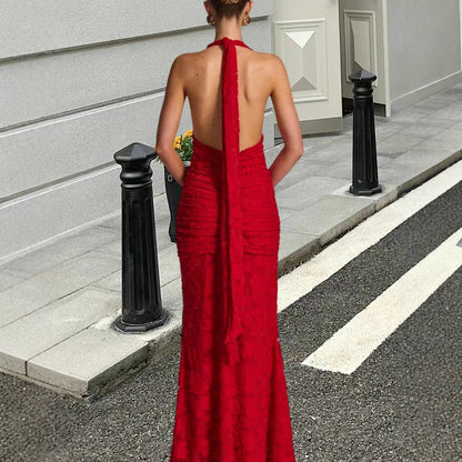 Damen Maxikleid mit V-Ausschnitt Gerafftes Design Norvielle