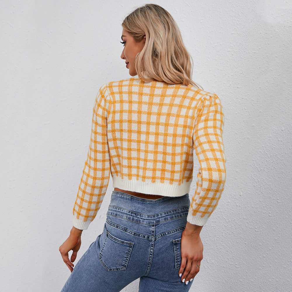 Damen Strickcardigan Karo Norvielle Weich Grün