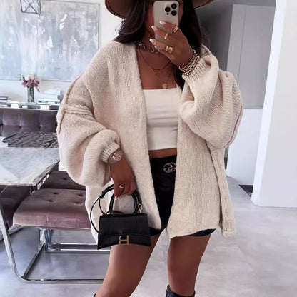 Damen Strickjacke Voluminöse Ärmel Norvielle
