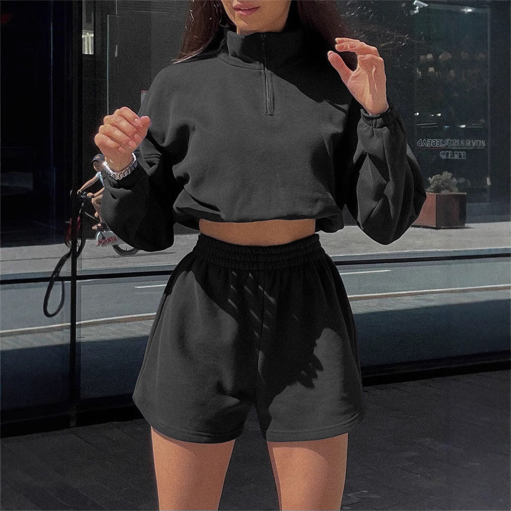 Damen Sport-Set Cropped und Shorts elastisch