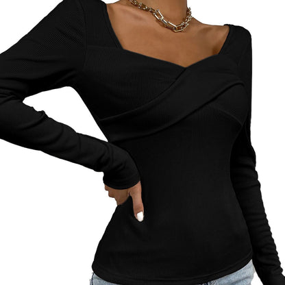 Damen Langarm-Bodysuit Wickel-Design Norvielle