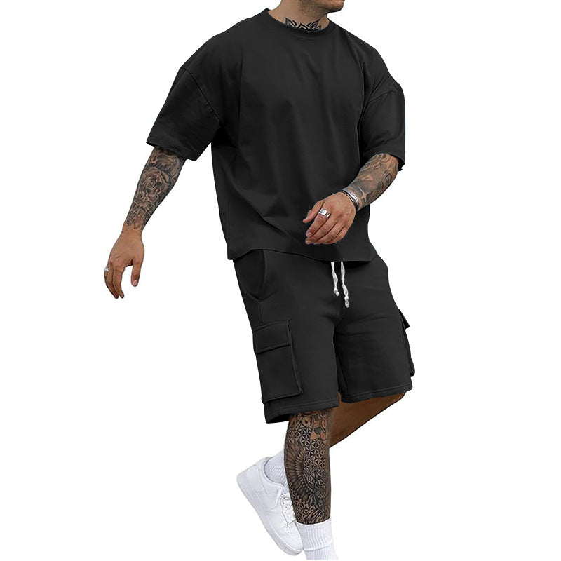 Norvielle Herren Sportanzug T-Shirt Werkzeugshorts