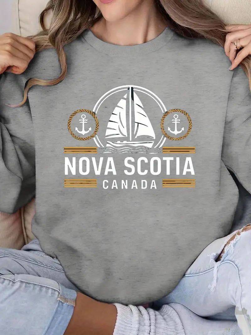 Damen Sweatshirt Maritimes Segelmuster Norvielle