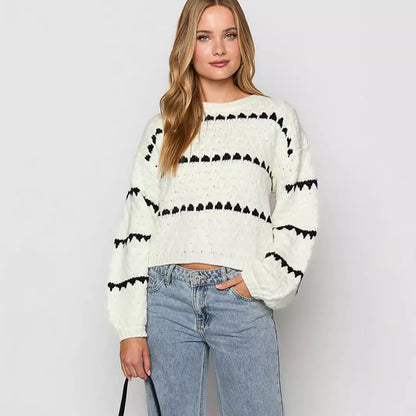 Damen Grobstrickpullover Einzigartiges Muster Norvielle