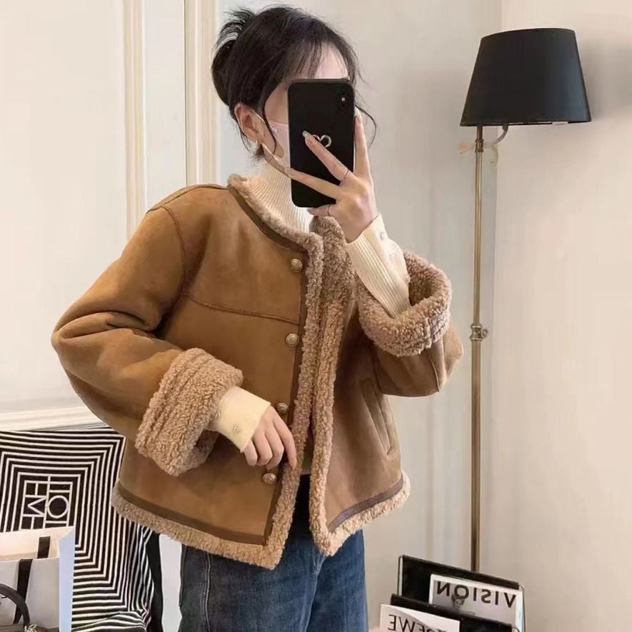 Damen Teddyjacke Hochwertige Innenfütterung