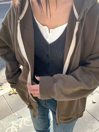 Damen Fleecejacke Lässig Hochkragen Reißverschluss Norvielle