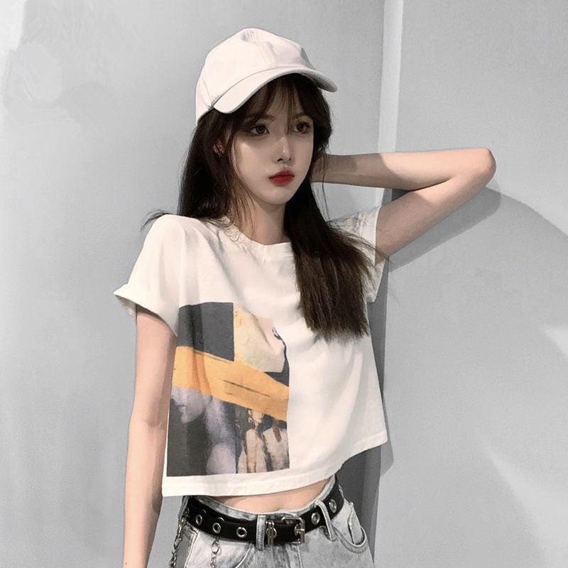 Damen Crop- mit Grafikdruck