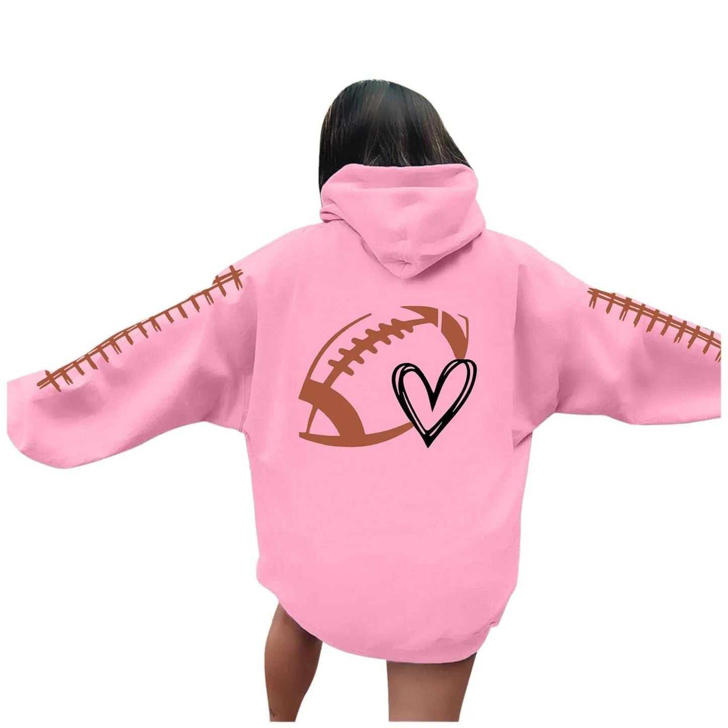 Damen Kapuzenpullover Football-Motiv Lässiger Schnitt