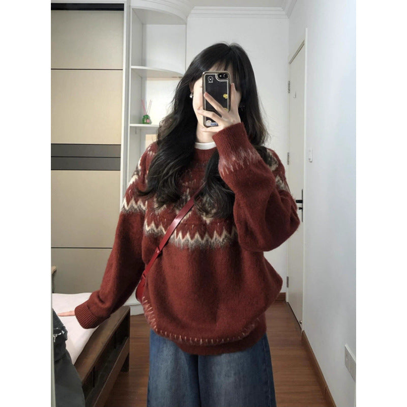 Damen Pullover Traditionelles Muster Norvielle - Norvielle