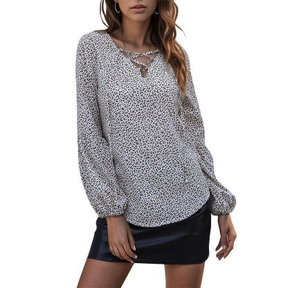 Damen Oberteil mit Schnürdetails Voluminöse Ärmel Norvielle