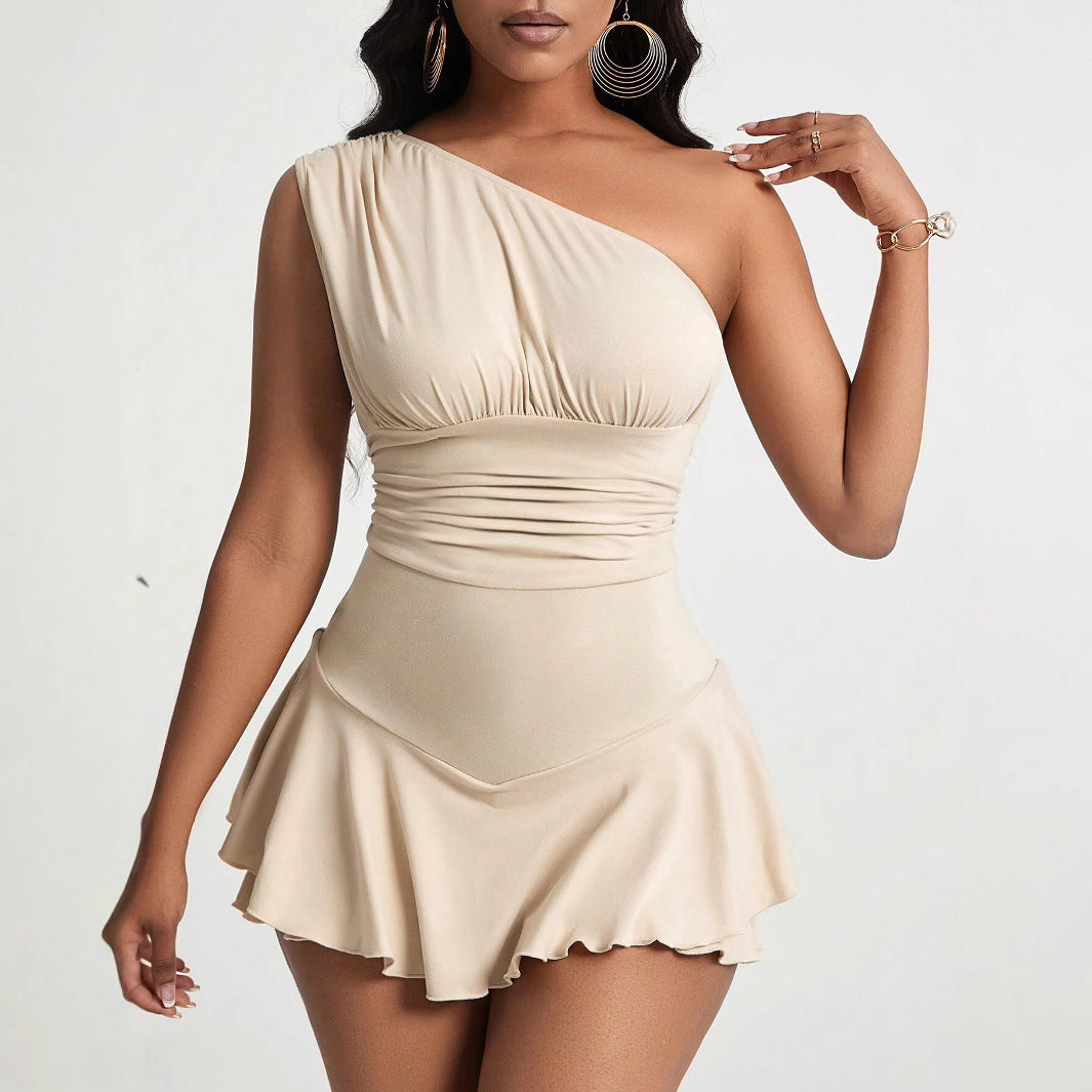 Damen Minikleid Asymmetrisch Weiches Material Elegantes