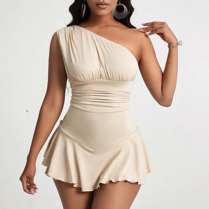 Damen Minikleid Asymmetrisch Weiches Material Elegantes