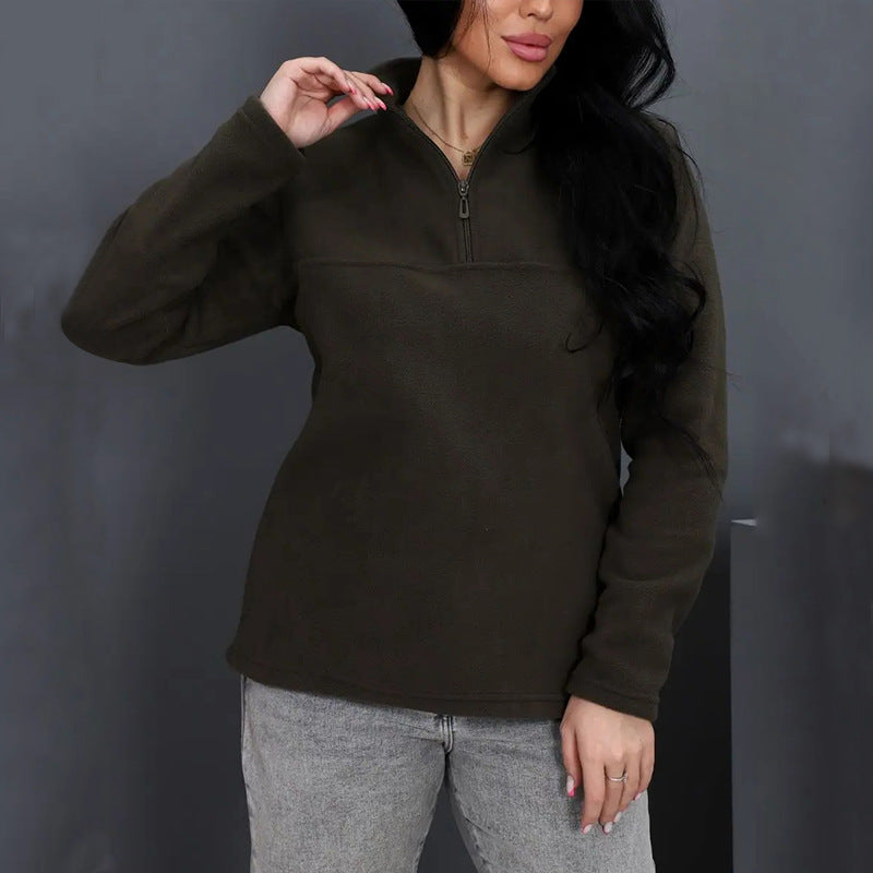 Damen Fleece Pullover Stehkragen Halbzipp Norvielle