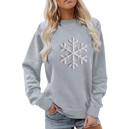 Damen Sweatshirt Schneeflockenmotiv Lässig Norvielle
