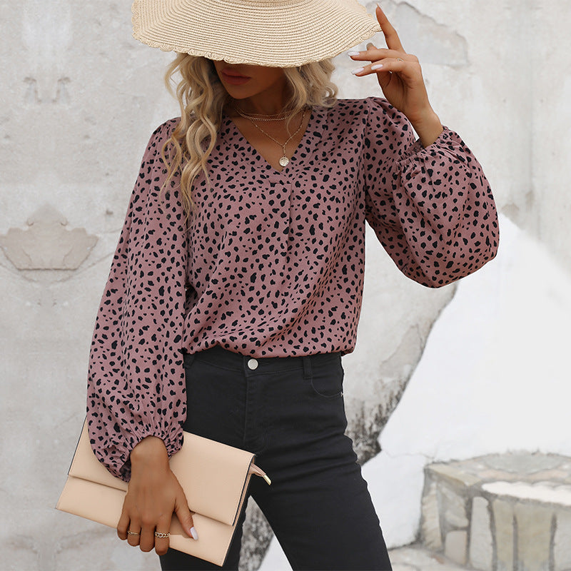 Damen Bluse Puffärmel Grafisches Muster Norvielle