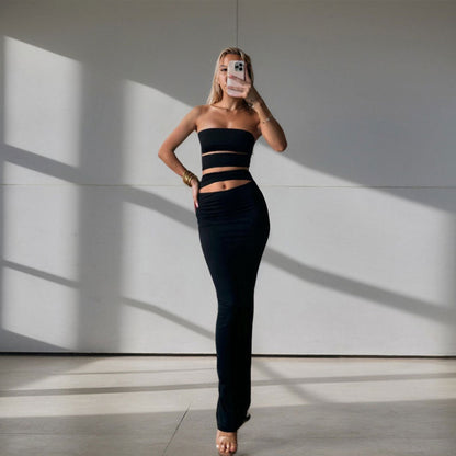 Damen Kleid Figurbetont Bandeau-Ausschnitt Cut-Out-Details Norvielle - Norvielle