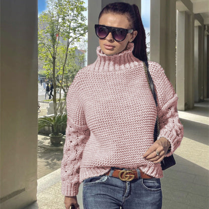 Damen Grobstrickpullover Hochkragen Strukturoptik Norvielle