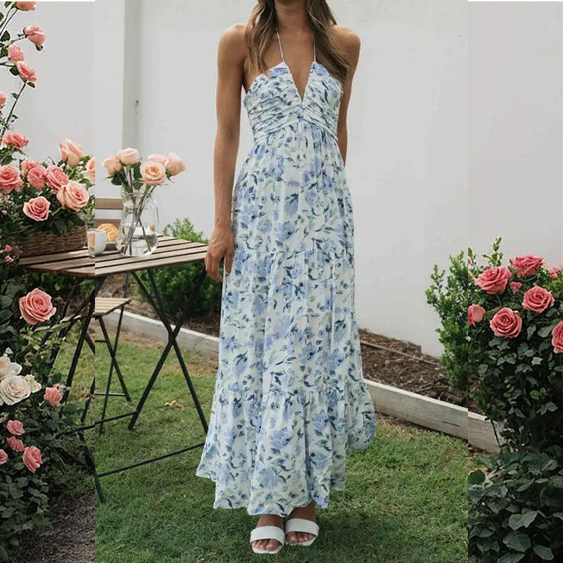 Damen Maxikleid V-Ausschnitt Raffung Norvielle