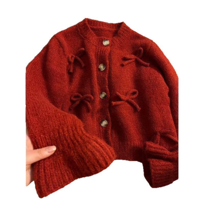 Damen Strickjacke Dekorativen Schleifen Norvielle