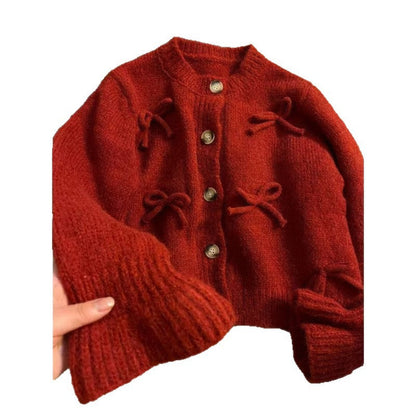 Damen Strickjacke Dekorativen Schleifen Norvielle