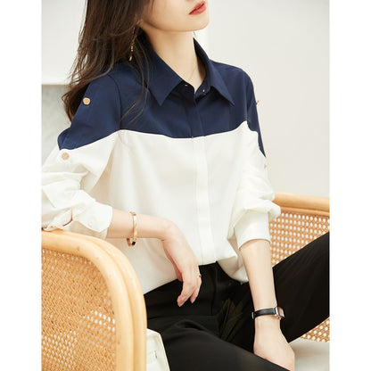 Damen Blusenshirt Farbblock-Design Norvielle
