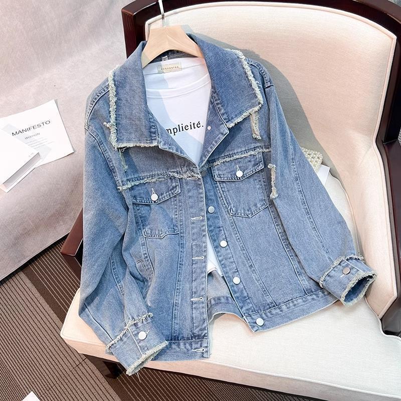 Damen Denimjacke mit Fransen Blau - Norvielle