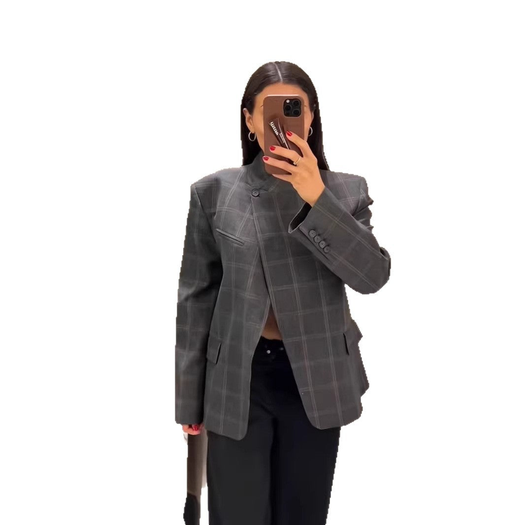 Damen Blazerjacke Moderner Schnitt Karo Norvielle