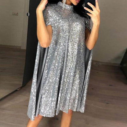 Damen Pailletten-Cocktailkleid mit Cape-Ärmeln Norvielle