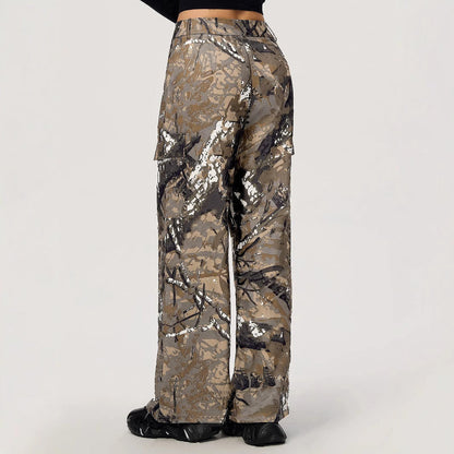 Damen Cargohose Camouflage-Design Weite Bein Norvielle