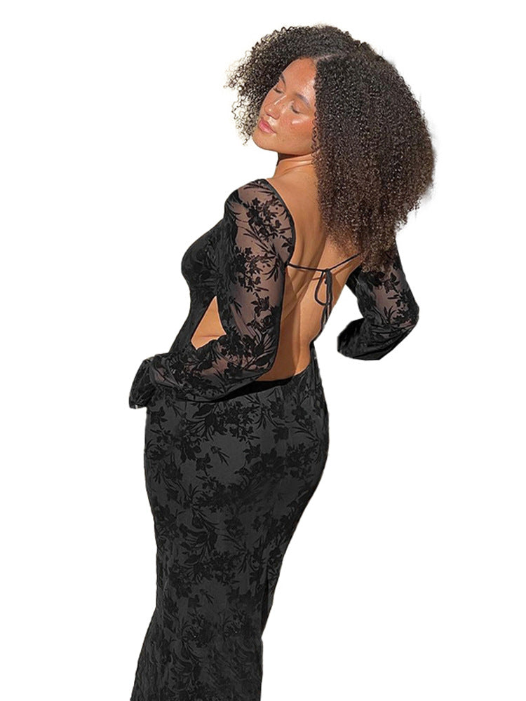 Damen Maxikleid Langärmlig Floralmuster Norvielle