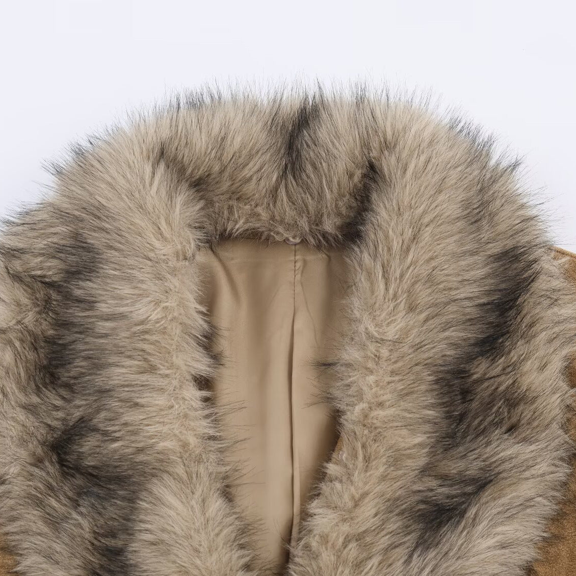 Damen Kunstlederjacke Kunstfellkragen