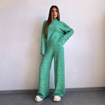 Damen Loungewear-Set Weites Rippdesign Bequem