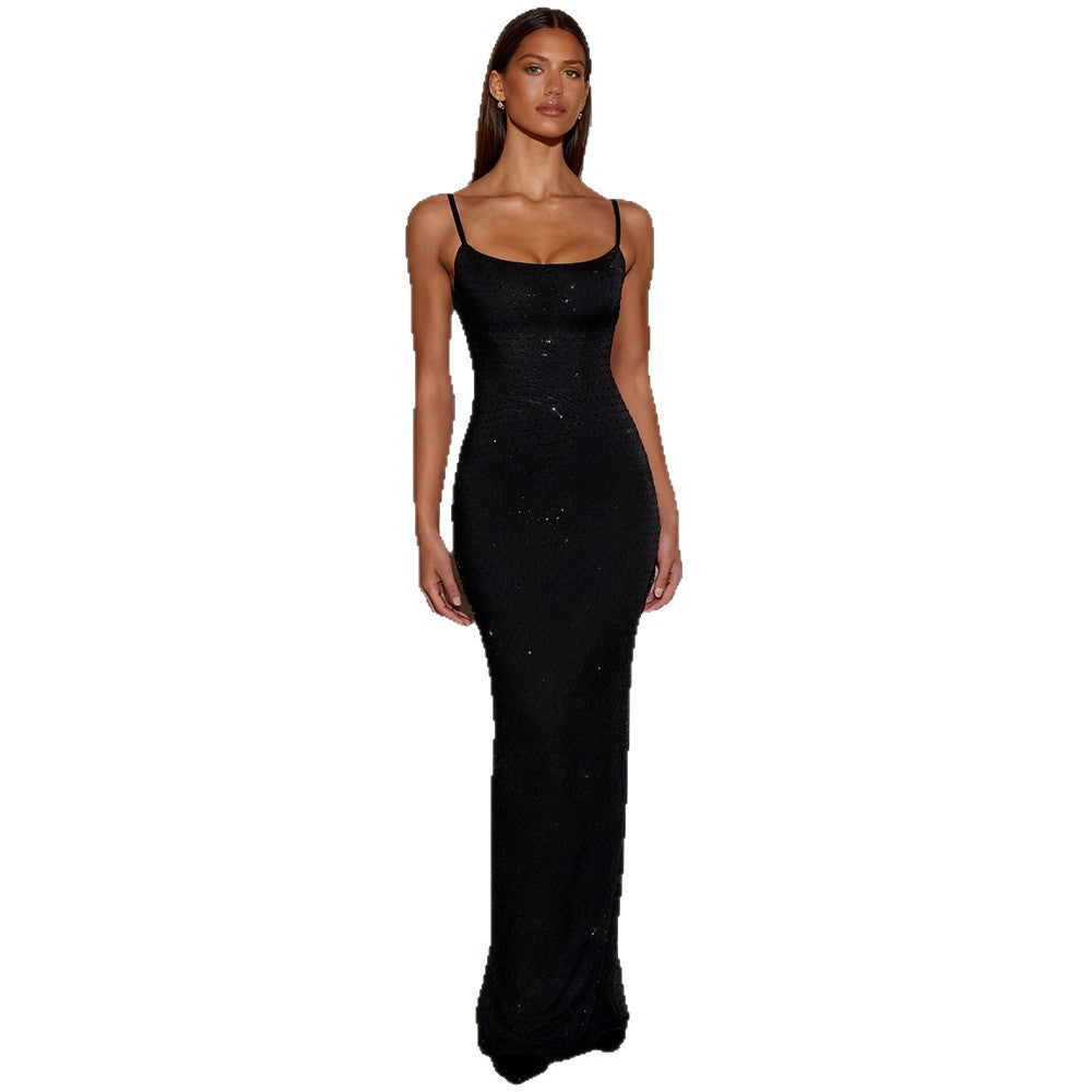 Damen Paillettenkleid Spaghettiträger Figurbetont