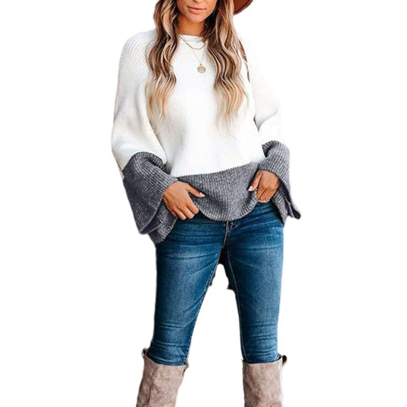 Damen Pullover Modernes Farbblock-Design Norvielle