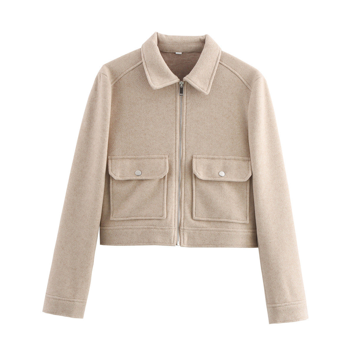 Damen Fleecejacke Kurz mit Brusttaschen und Kragen Norvielle